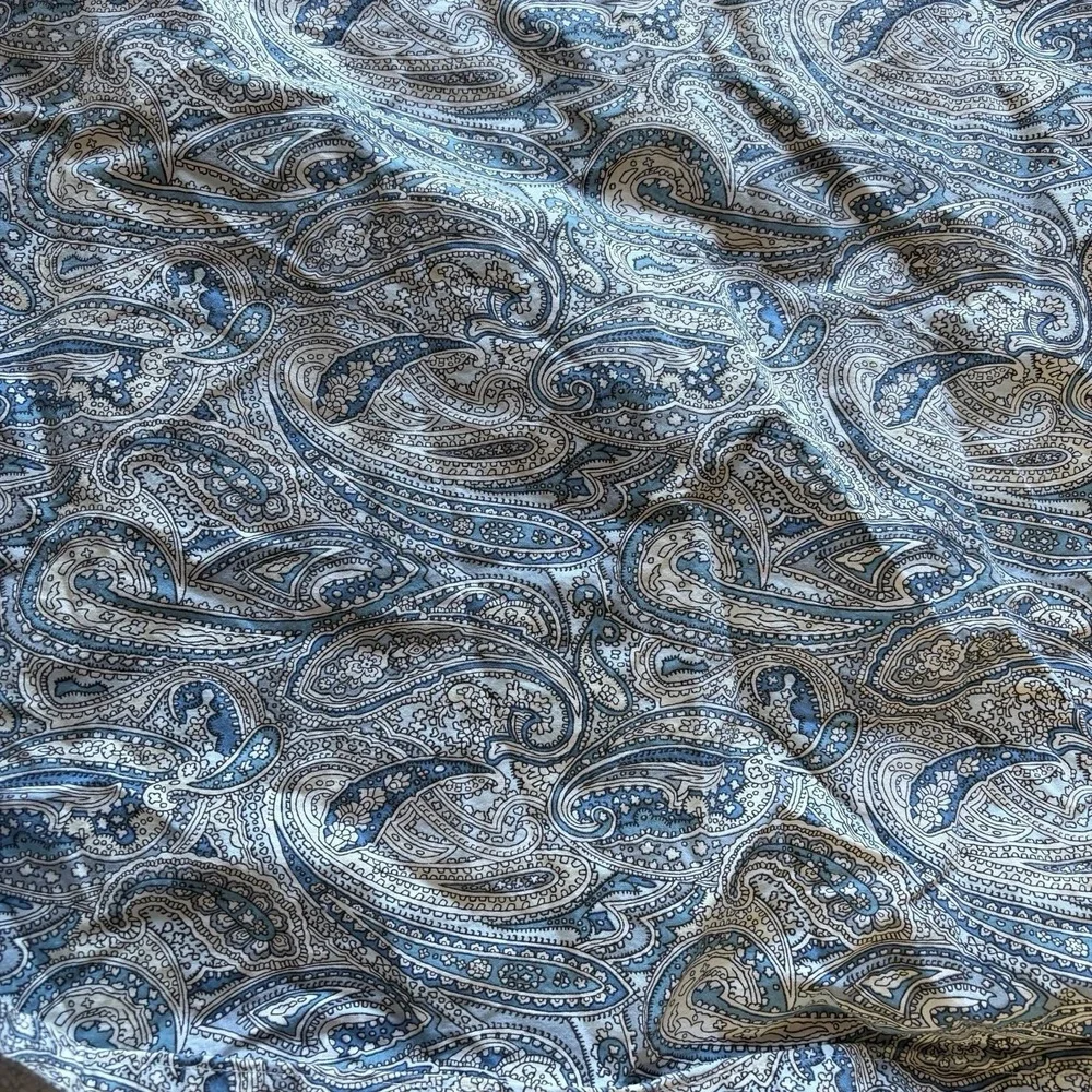 Lauren Ralph Lauren Blue‎ White Paisley Full Flat Sheet Cotton French Country
